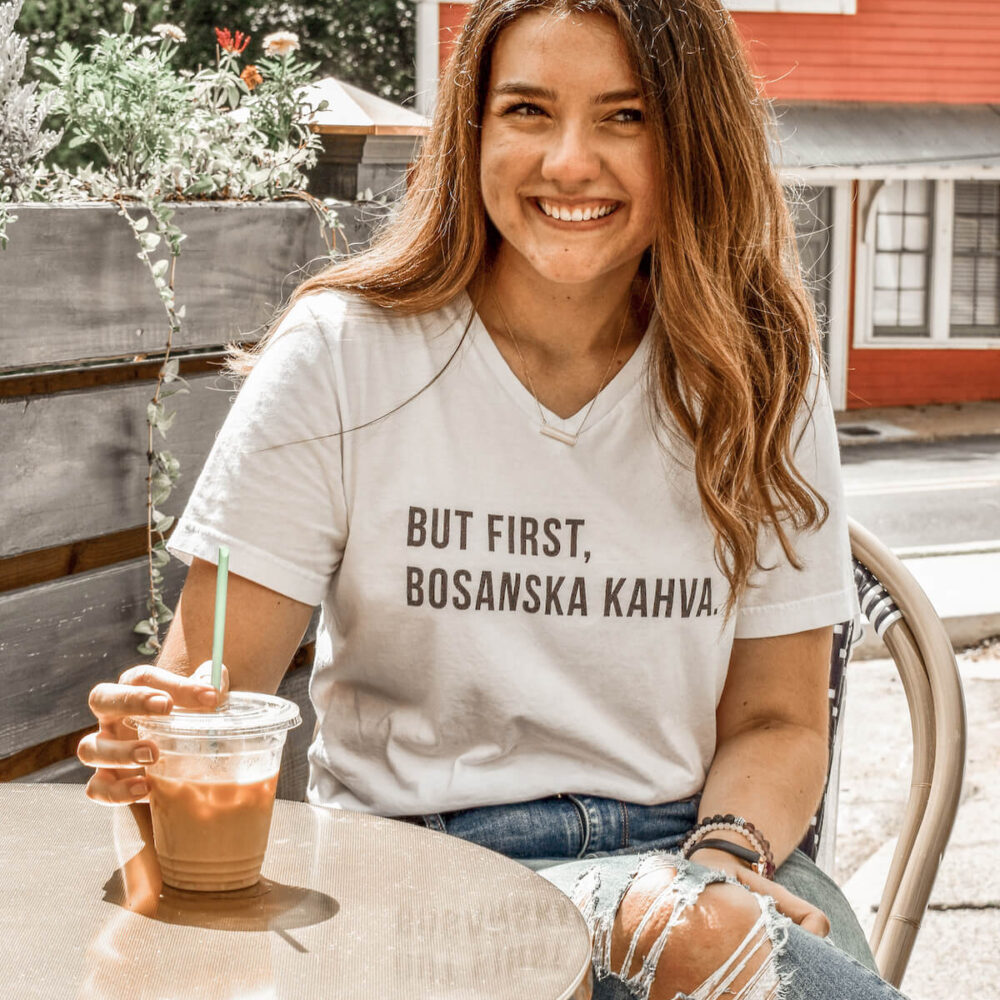 But First, Bosanska Kahva V-Neck Shirt