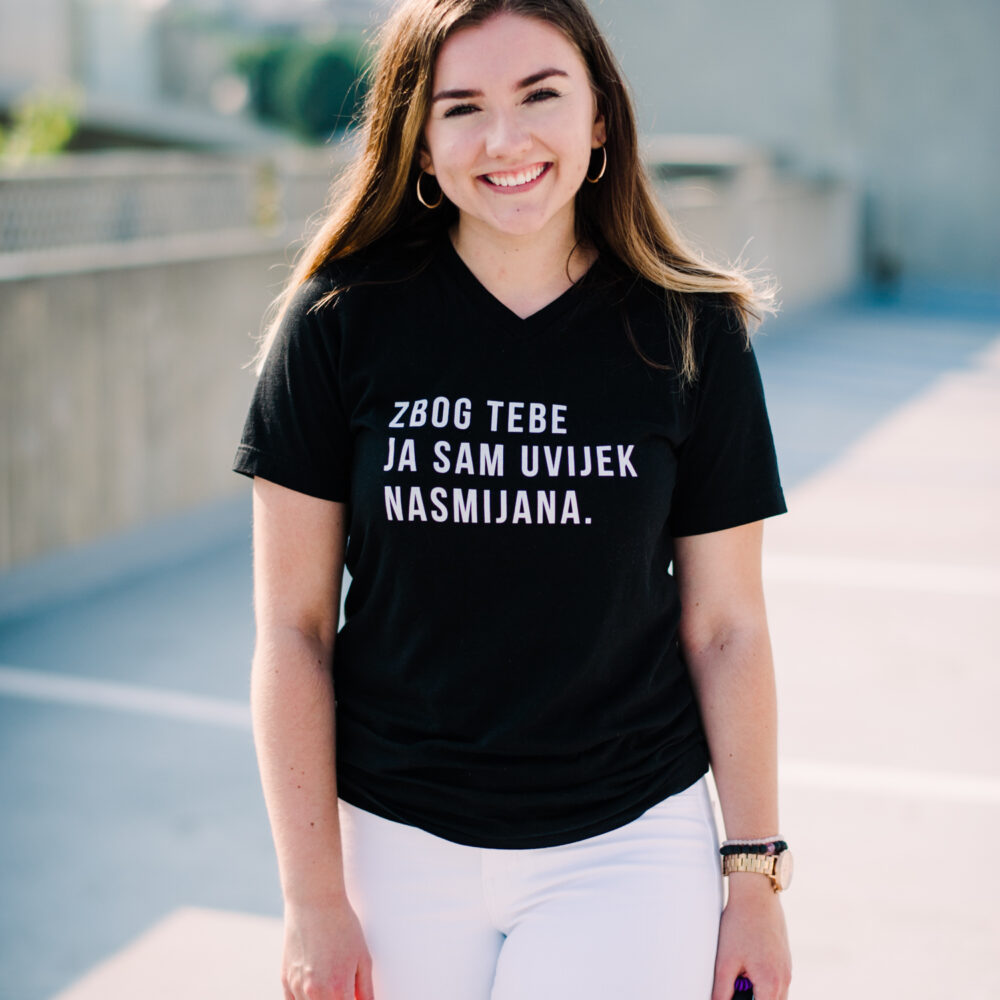 Uvijek Nasmijana Women's Black V-Neck Shirt