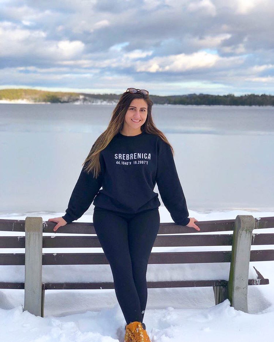 Srebrenica Coordinates Sweatshirt (White Text)