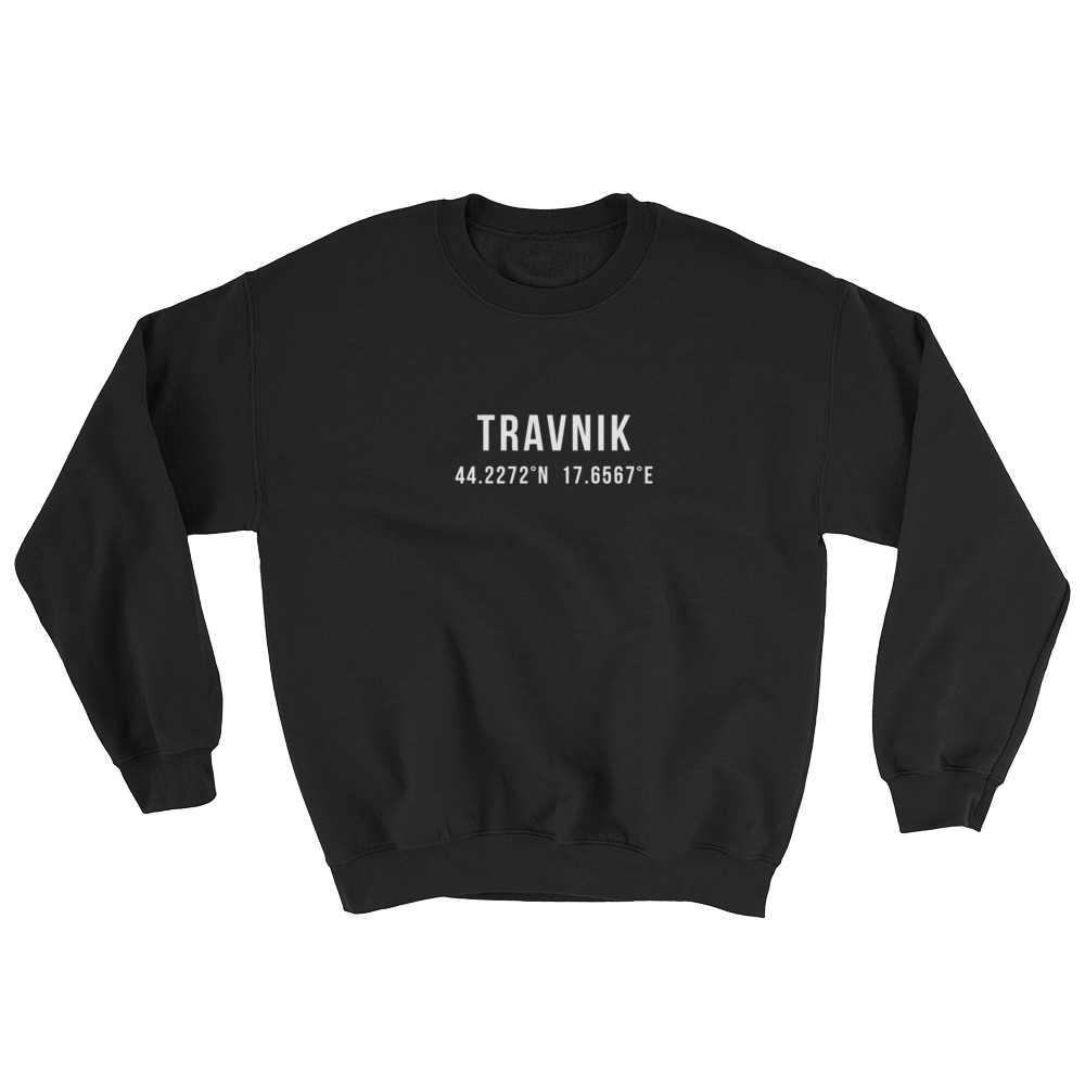 Travnik Coordinates Sweatshirt (White Text)