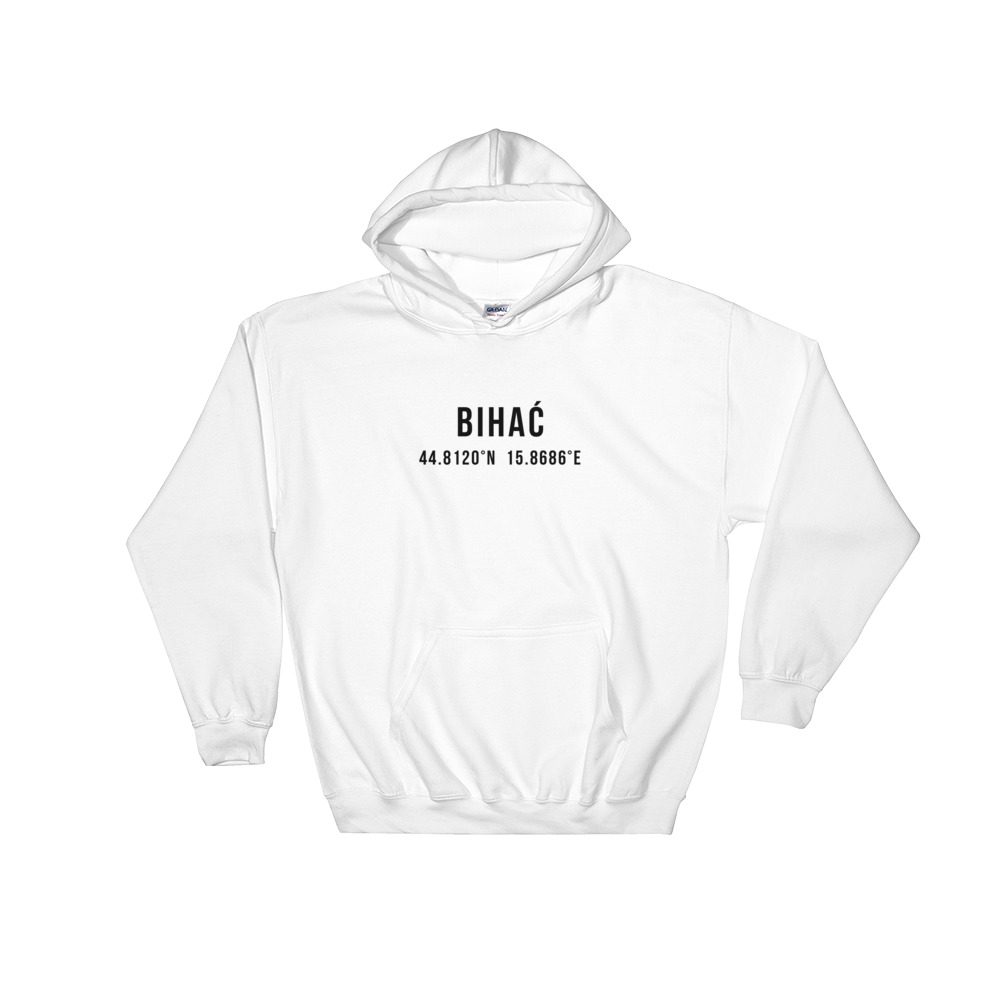 Bihać Coordinates White Hoodie