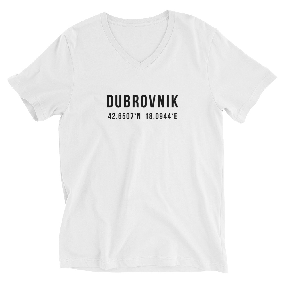 Dubrovnik Coordinates White V-Neck Shirt