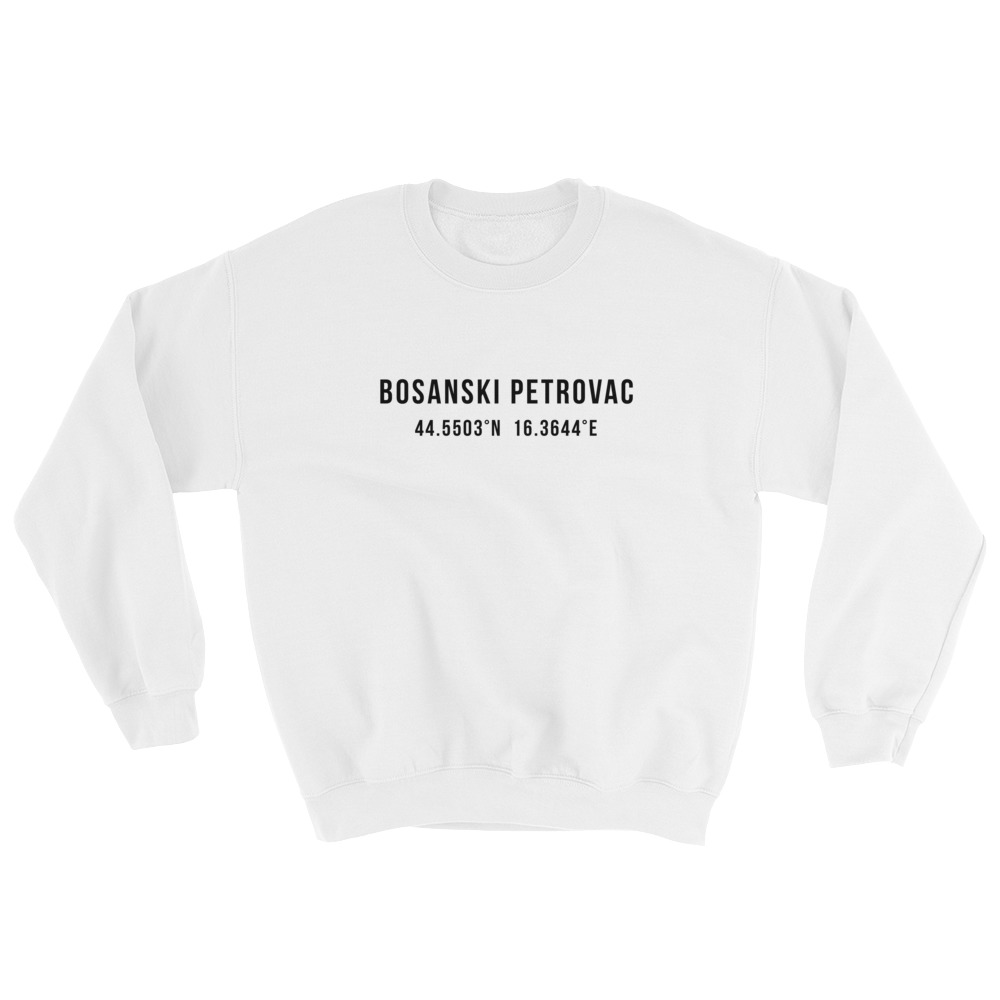 Bosanski Petrovac Coordinates White Sweatshirt