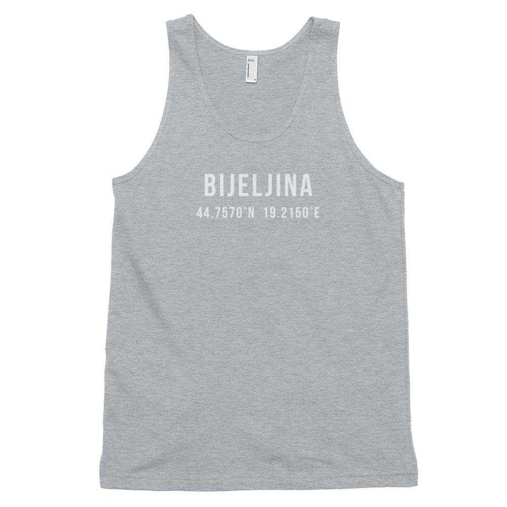 Bijeljina Coordinates Tank Top (White Text)
