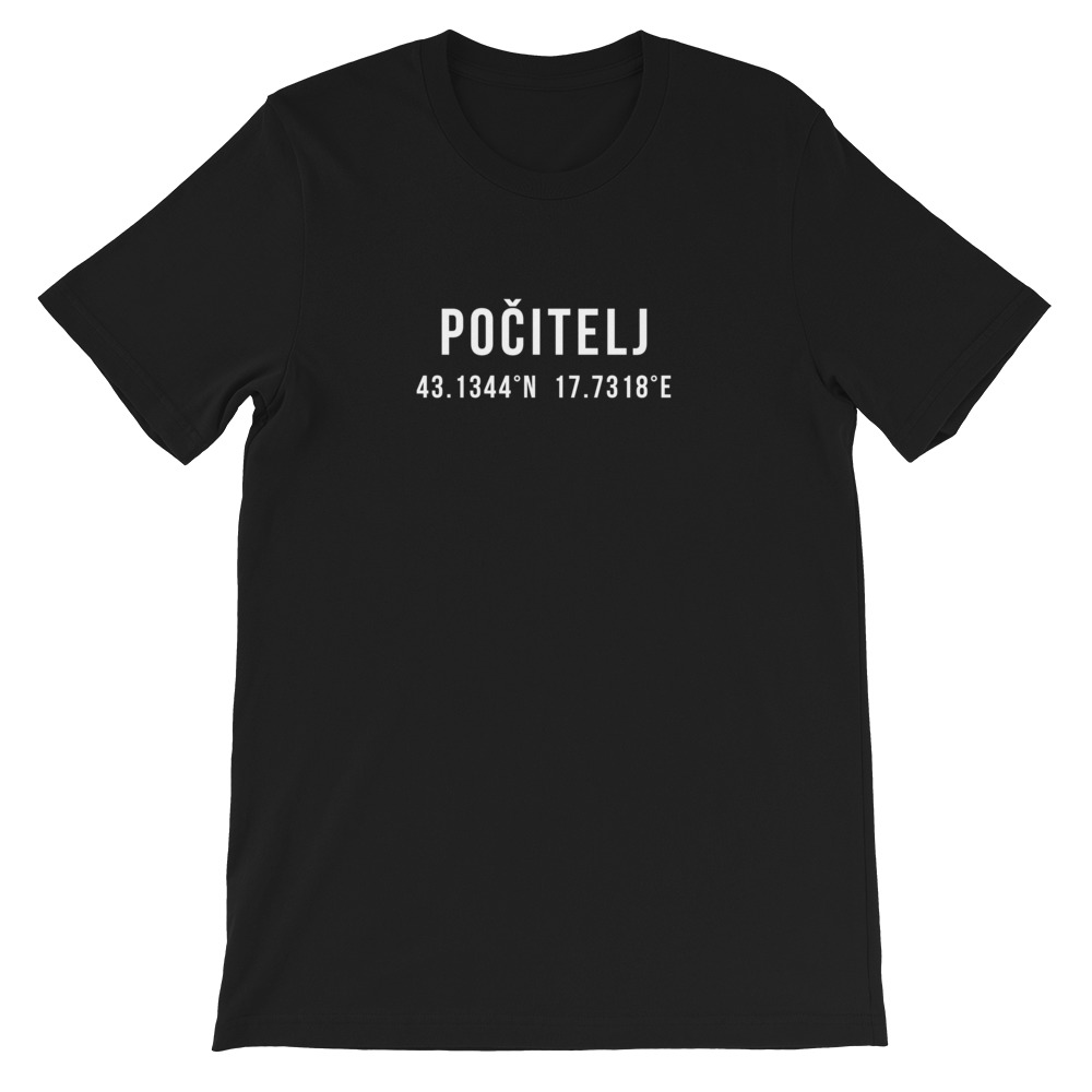 Počitelj Coordinates Crewneck T-Shirt (White Text)