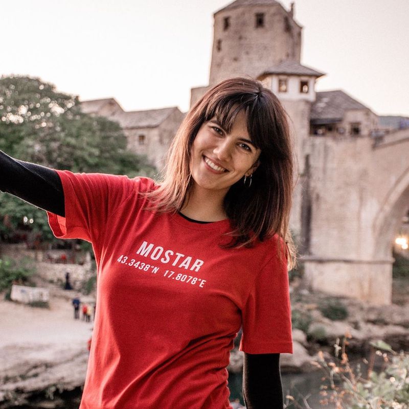 Mostar Coordinates T-Shirt (White Text)