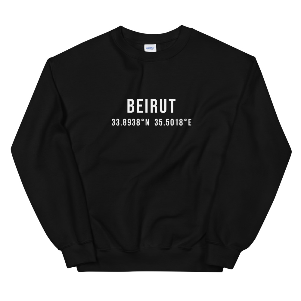 Beirut Coordinates Sweatshirt (White Text)