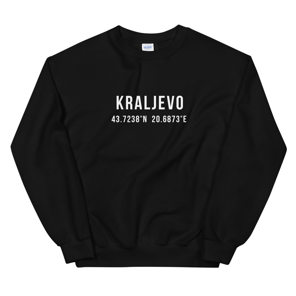Kraljevo Coordinates Sweatshirt (White Text)