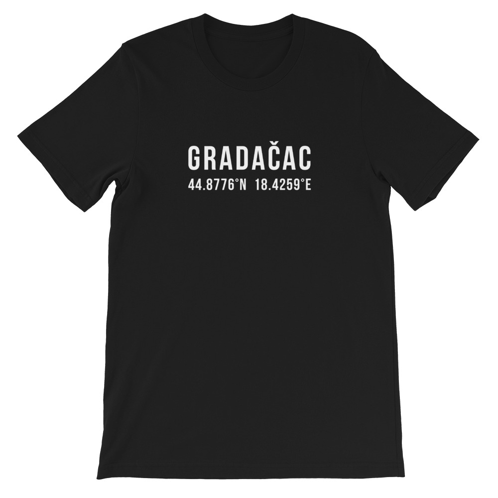 Gradačac Coordinates T-Shirt (White Text)