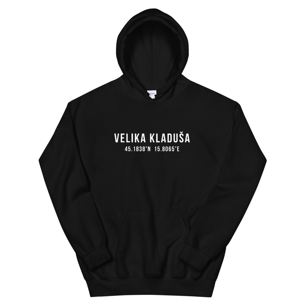 Velika Kladuša Coordinates Hoodie (White Text)