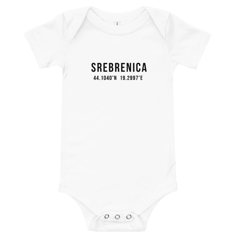Srebrenica Coordinates White Baby Onesie (3 - 24 months)