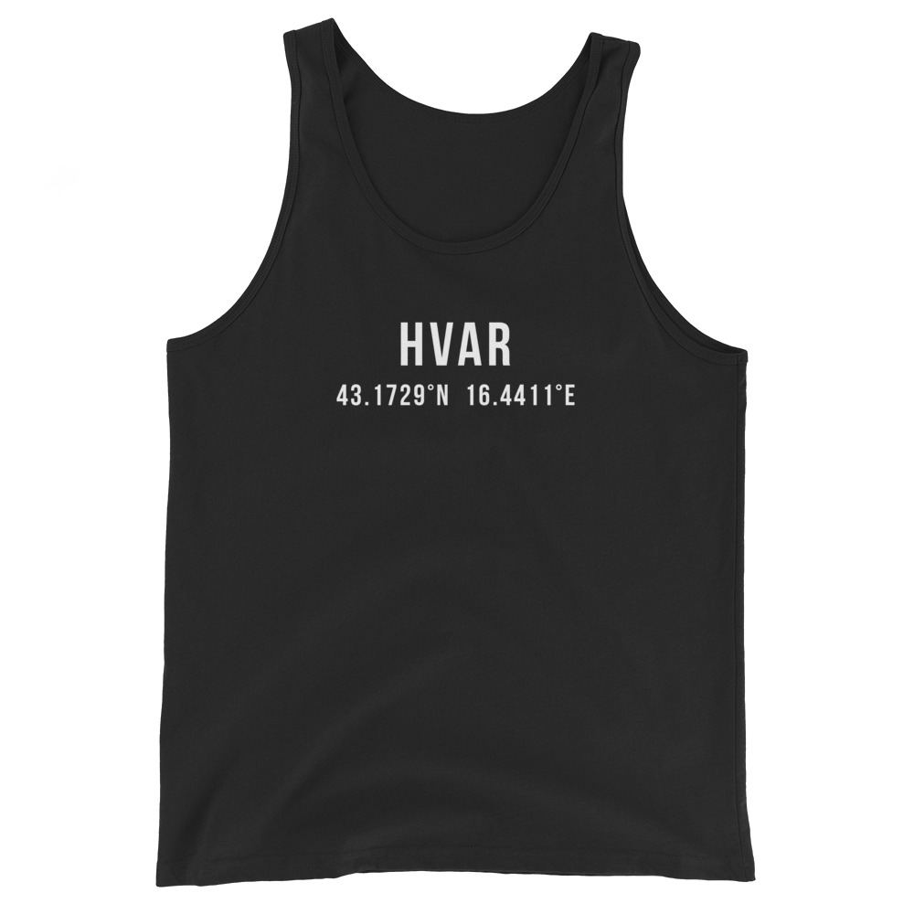 Hvar Coordinates Tank Top (White Text)