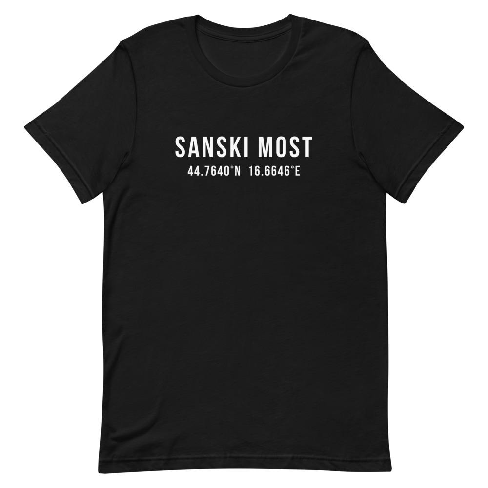 Sanski Most Coordinates T-Shirt (White Text)