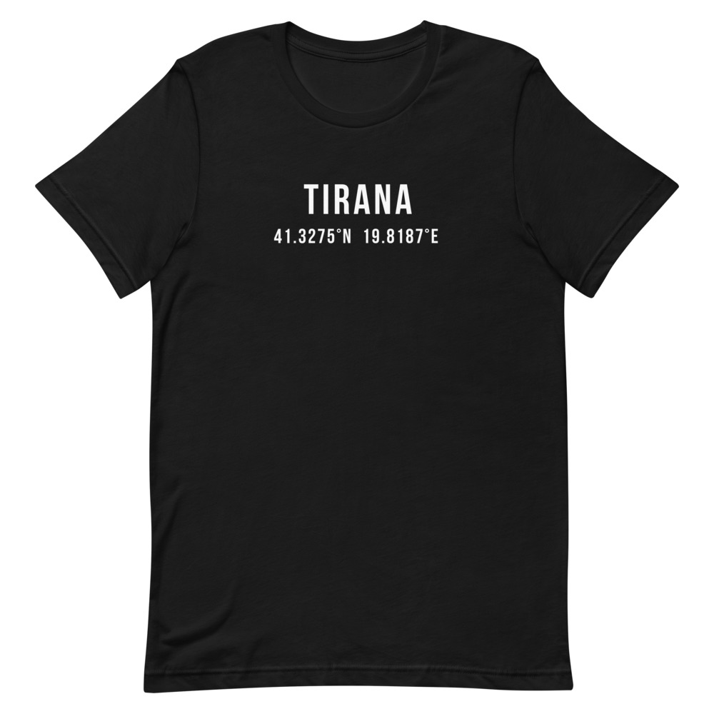 Tirana Coordinates T-Shirt (White Text)