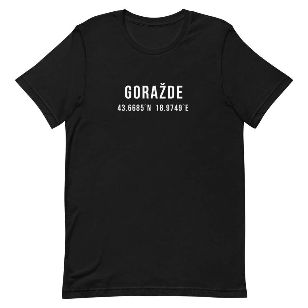 Goražde Coordinates T-Shirt (White Text)