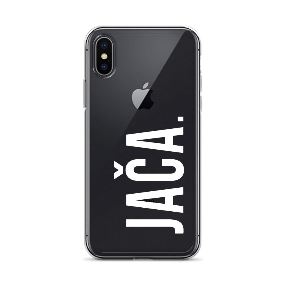 Jača Clear iPhone Case (White Text)