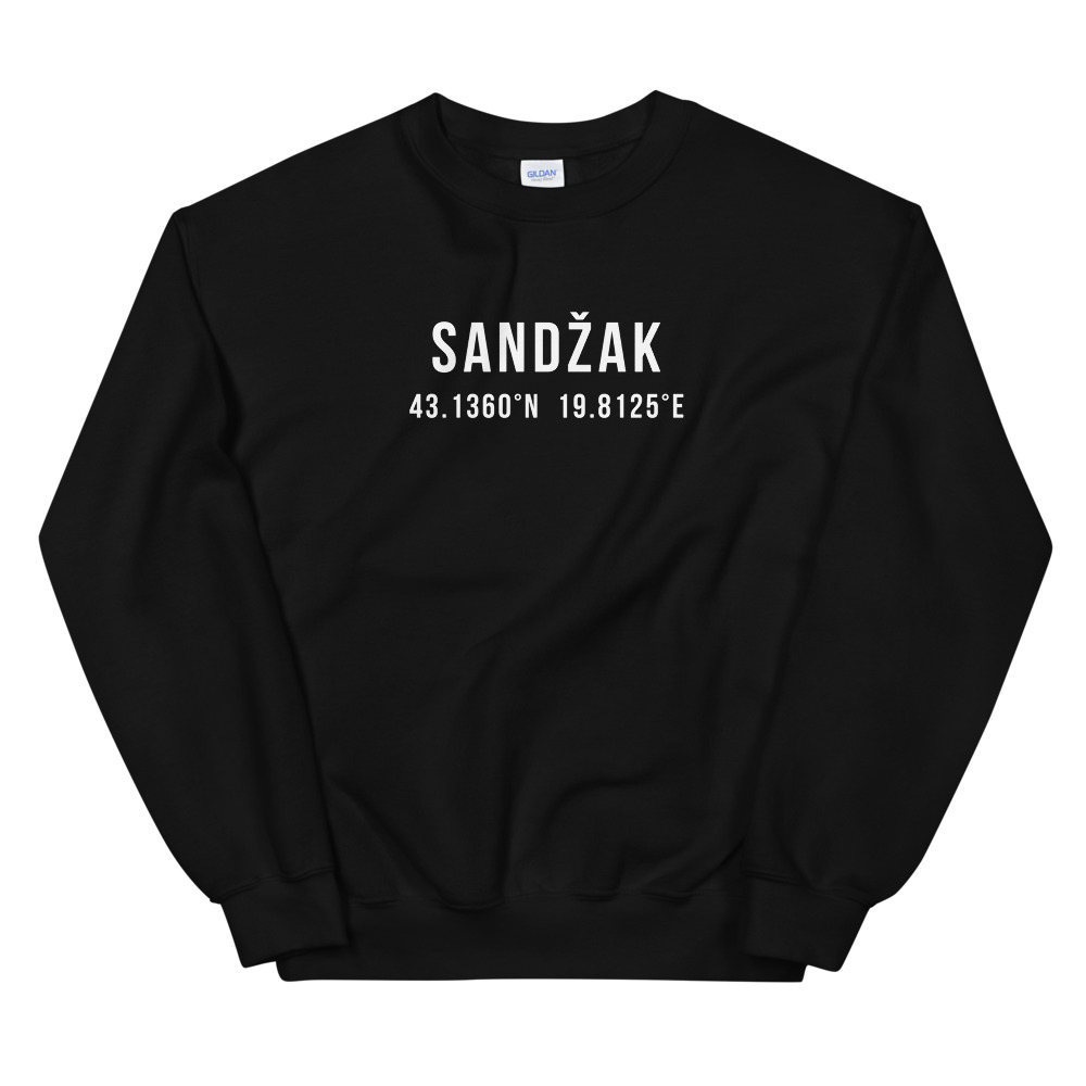Sandžak Coordinates Sweatshirt (White Text)