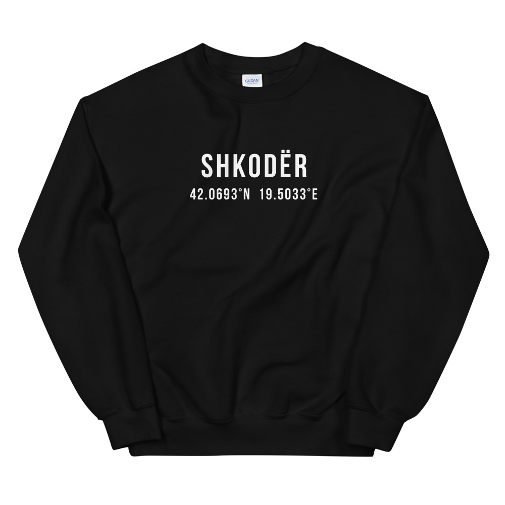Shkodër Coordinates Sweatshirt (White Text)