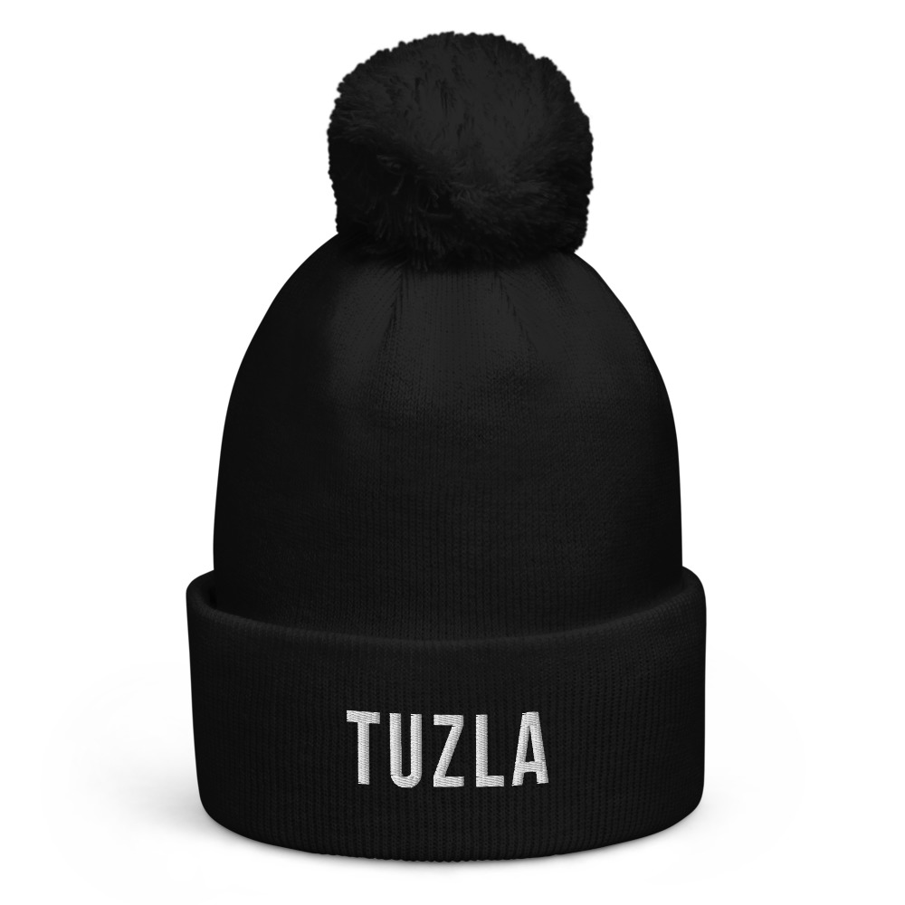 Tuzla Pom-Pom Beanie (White Text)