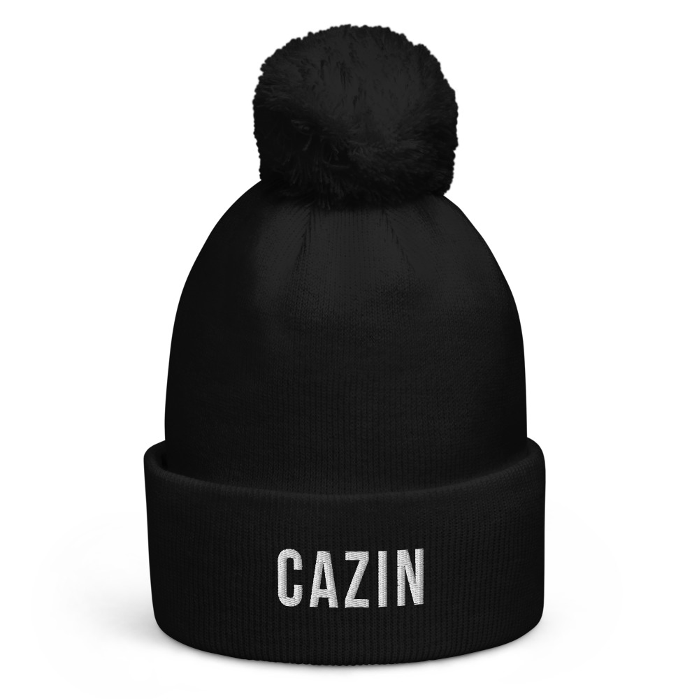 Cazin Pom-Pom Beanie (White Text)
