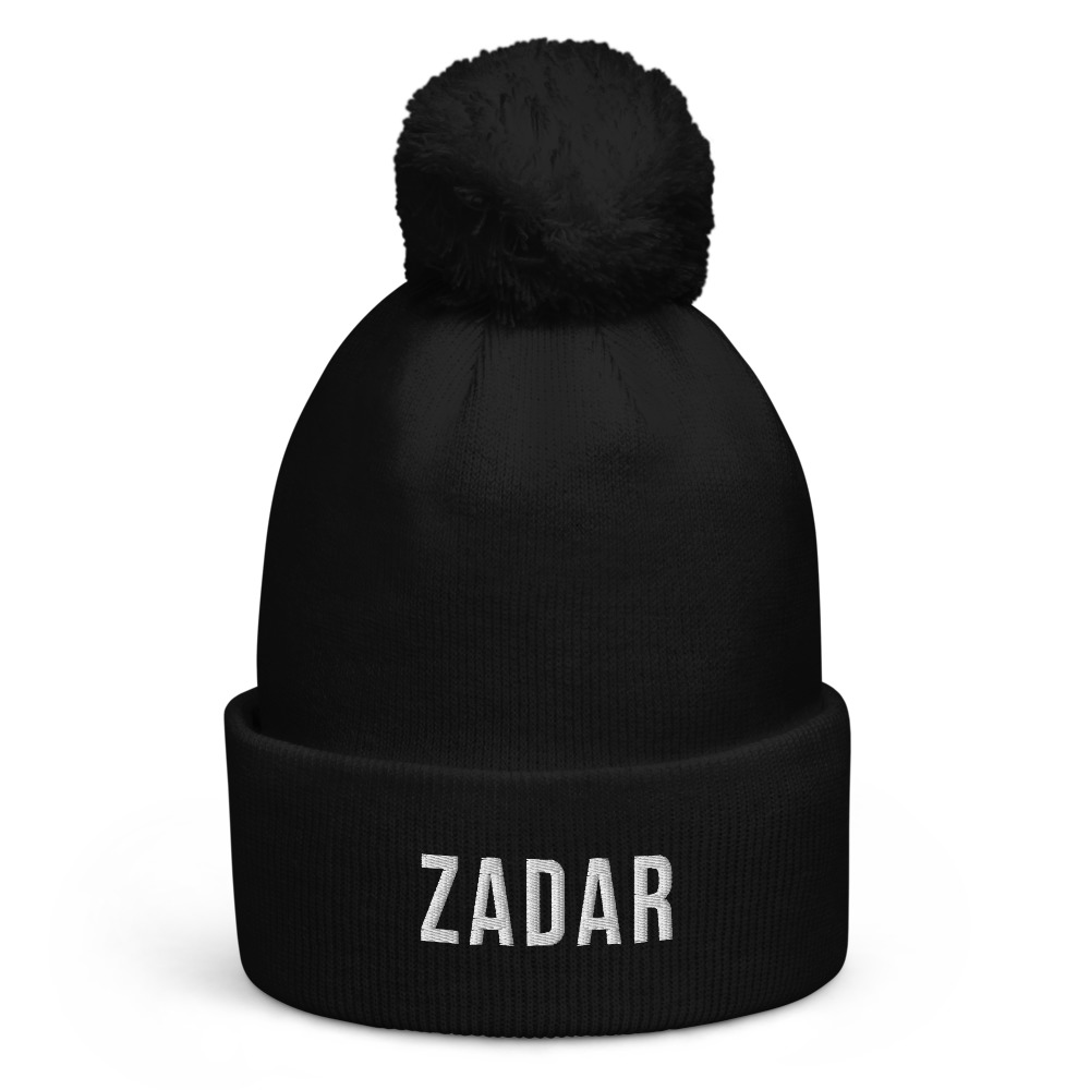 Zadar Pom-Pom Beanie (White Text)