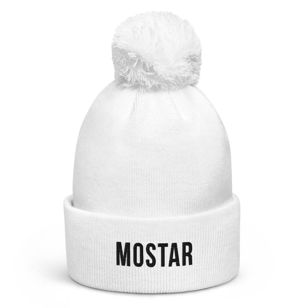 Mostar Pom-Pom White Beanie