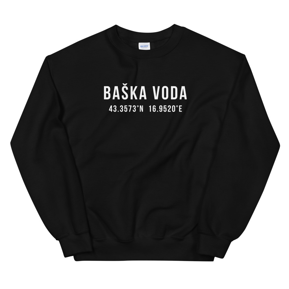 Baška Voda Coordinates Sweatshirt (White Text)