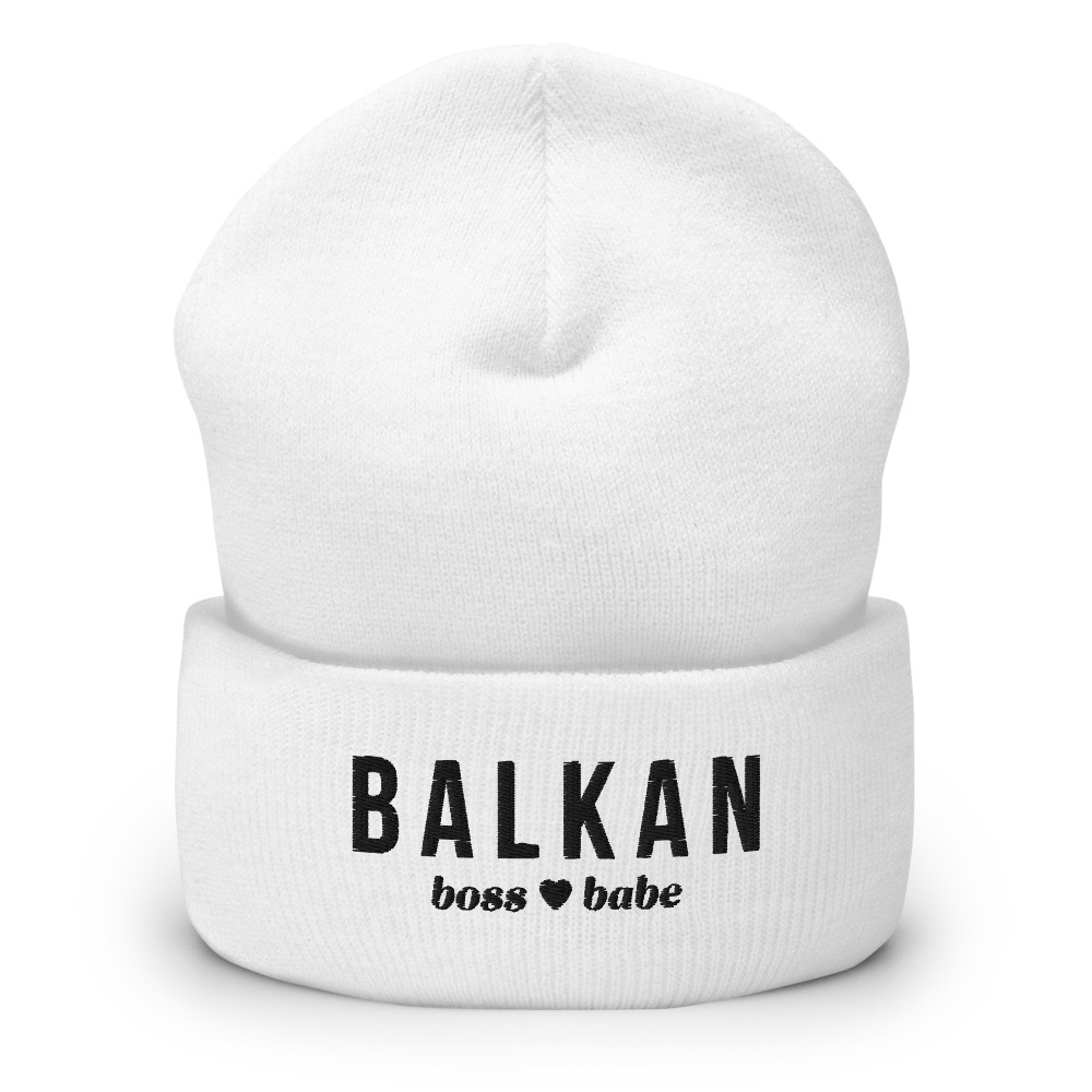 Balkan Boss Babe White Beanie