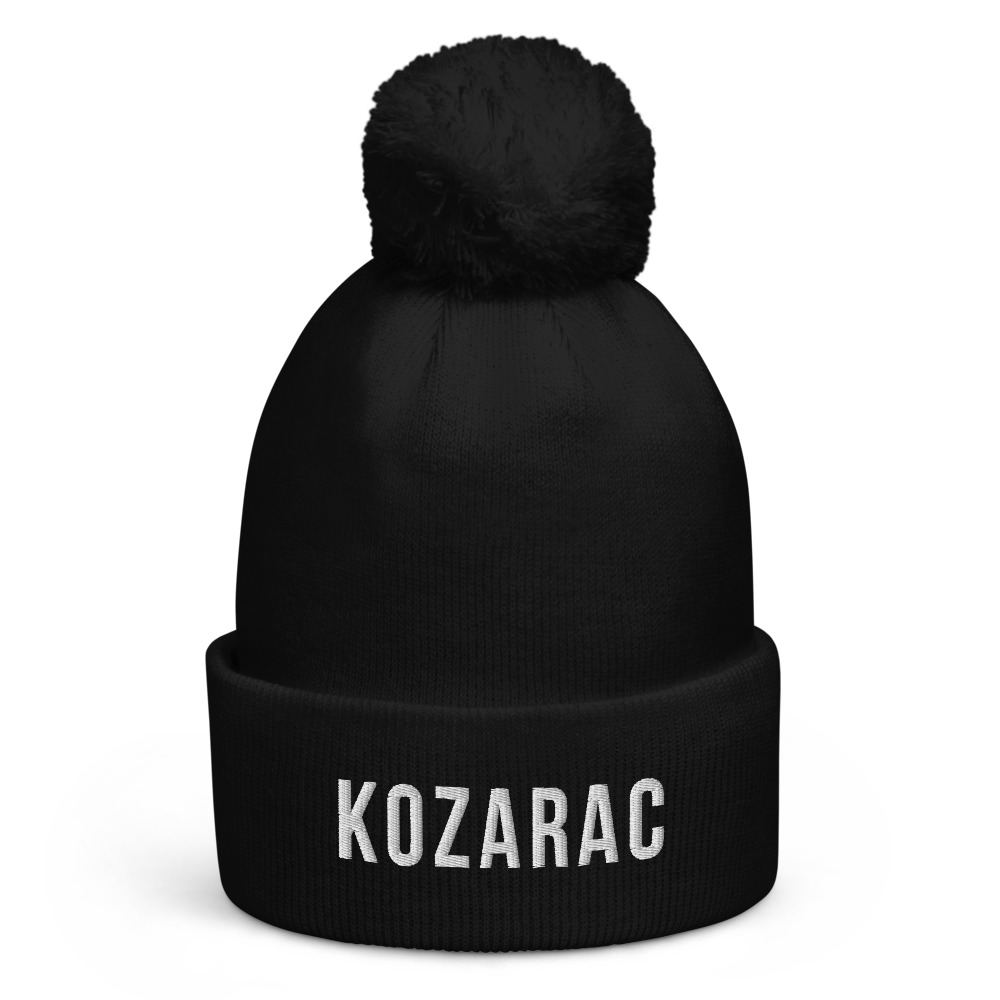 Kozarac Pom-Pom Beanie (White Text)