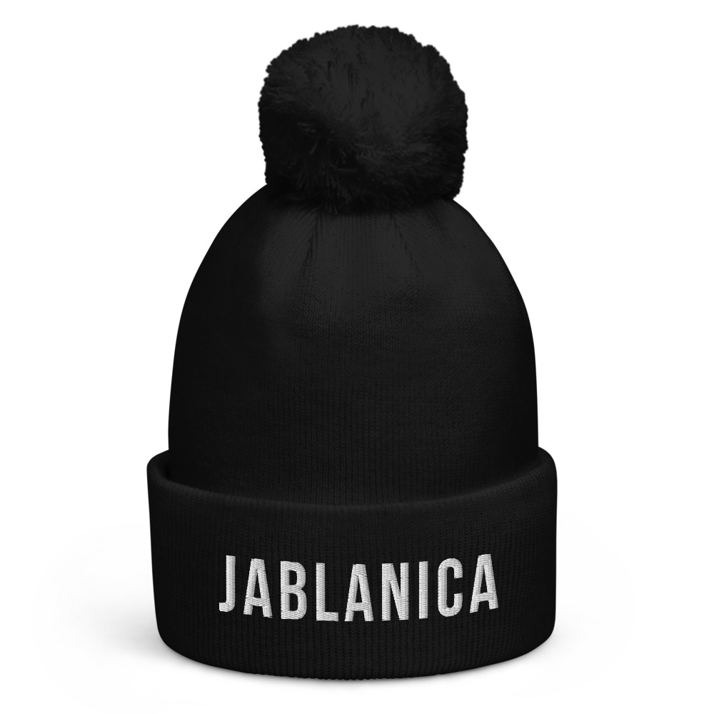 Jablanica Pom-Pom Beanie (White Text)
