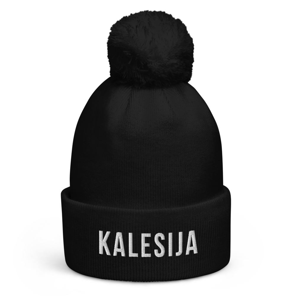 Kalesija Pom-Pom Beanie (White Text)
