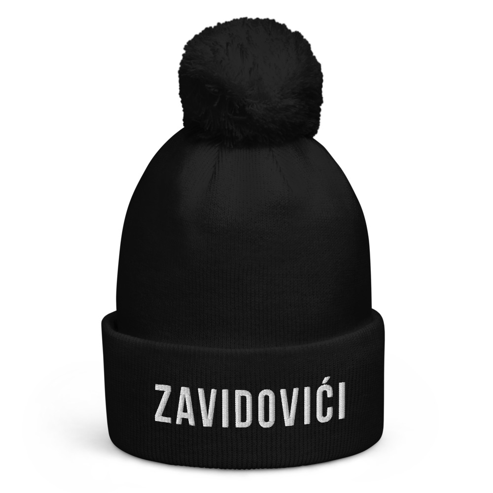 Zavidovići Pom-Pom Beanie (White Text)