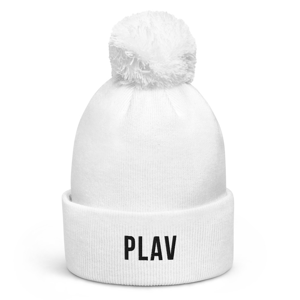 Plav Pom-Pom White Beanie