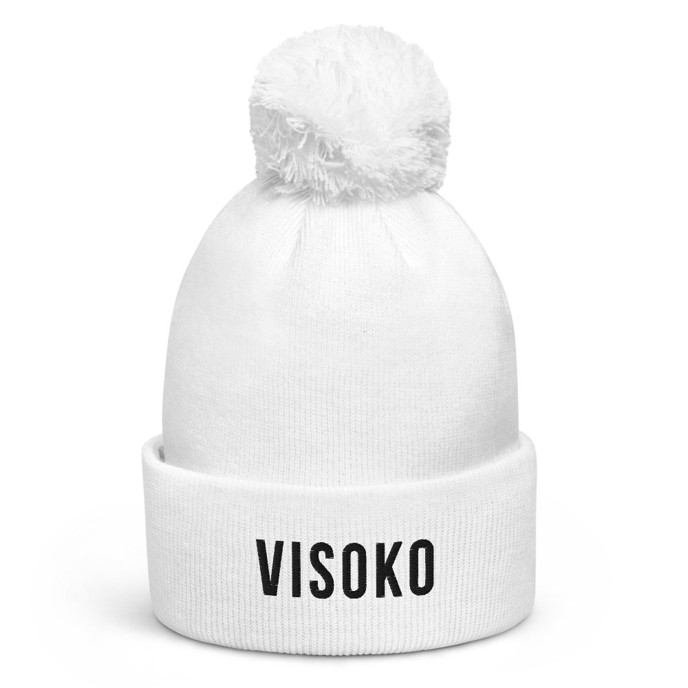 Visoko Pom-Pom White Beanie