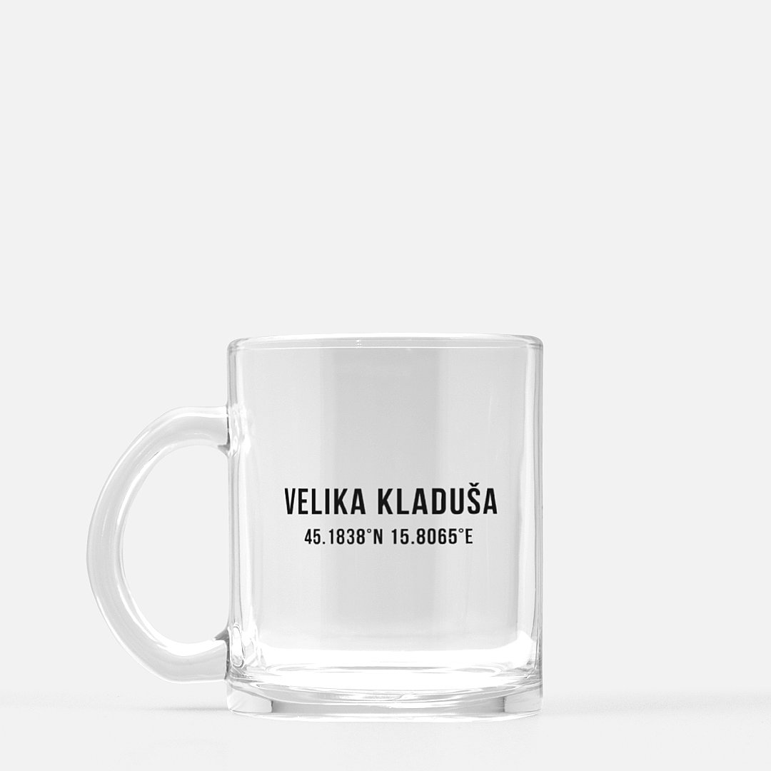 Velika Kladuša Coordinates Glass Mug