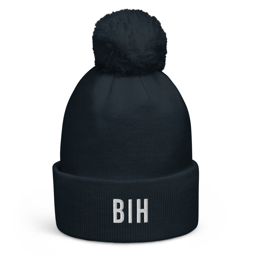 BiH Pom-Pom Beanie (White Text)