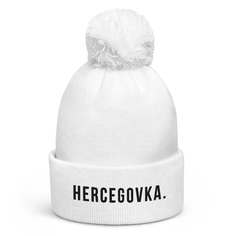 Hercegovka White Pom-Pom Beanie