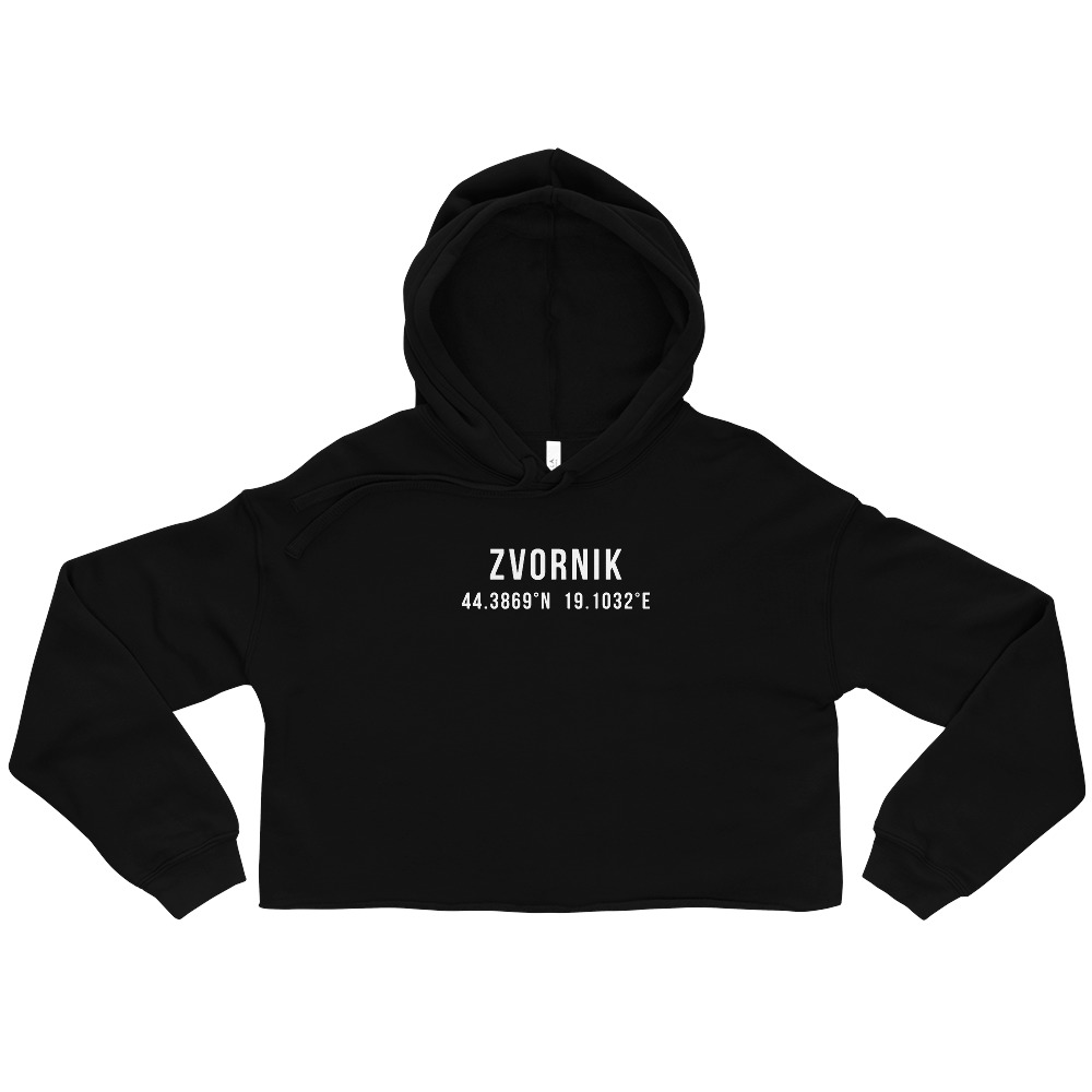 Zvornik Coordinates Cropped Hoodie (White Text)