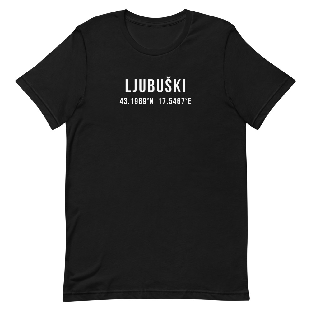 Ljubuški Coordinates T-Shirt (White Text)