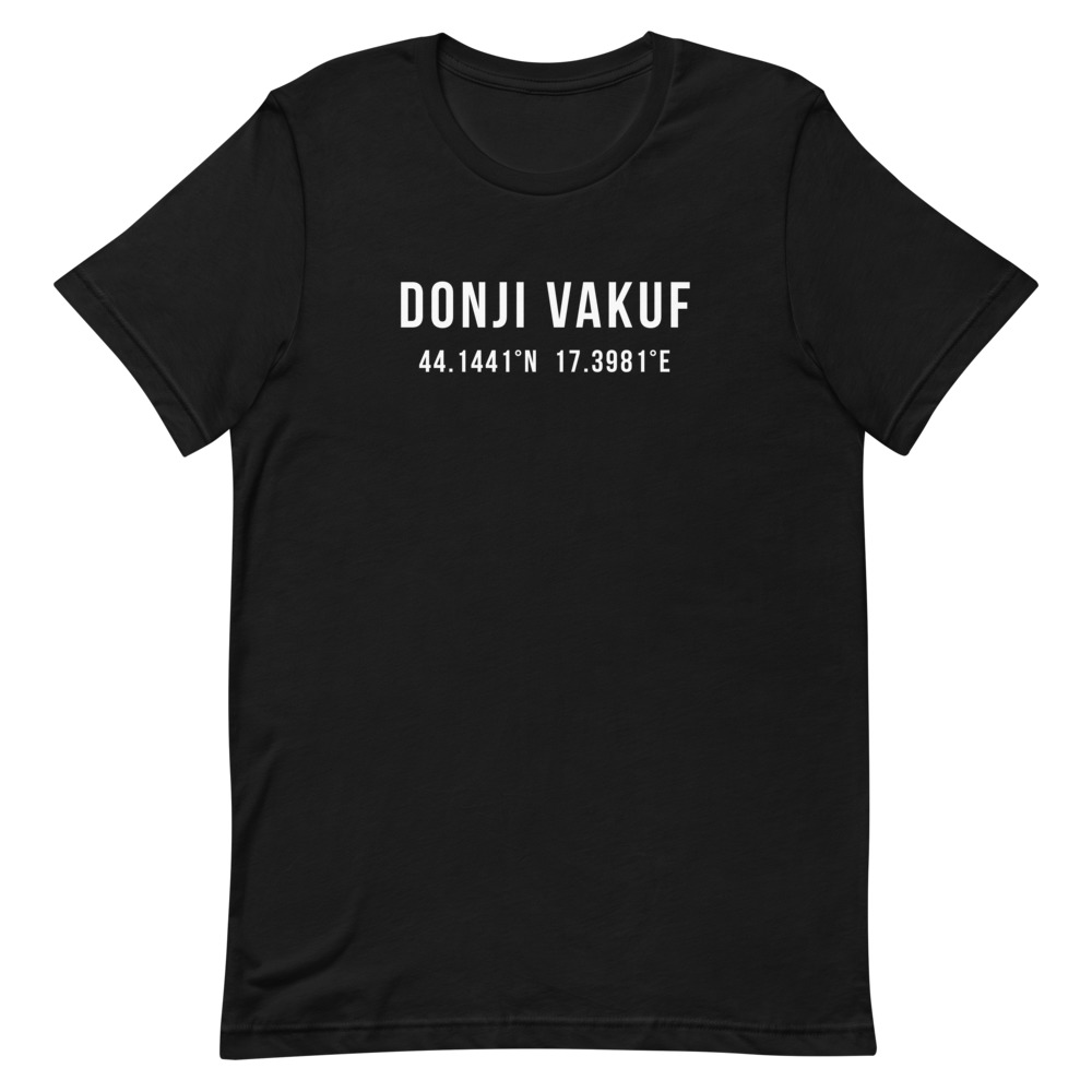 Donji Vakuf Coordinates T-Shirt (White Text)