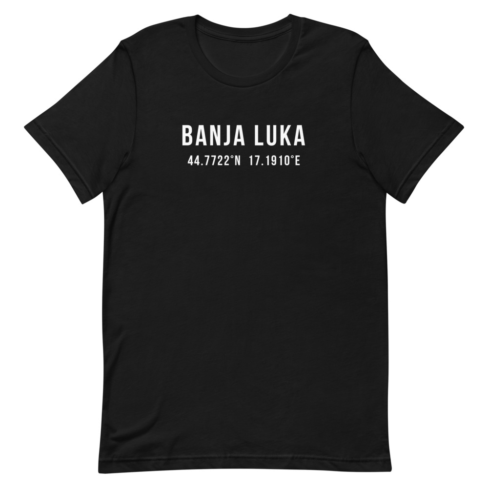 Banja Luka Coordinates T-Shirt (White Text)