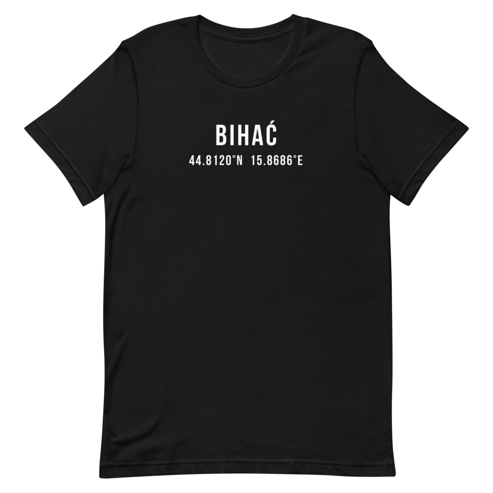 Bihać Coordinates T-Shirt (White Text)