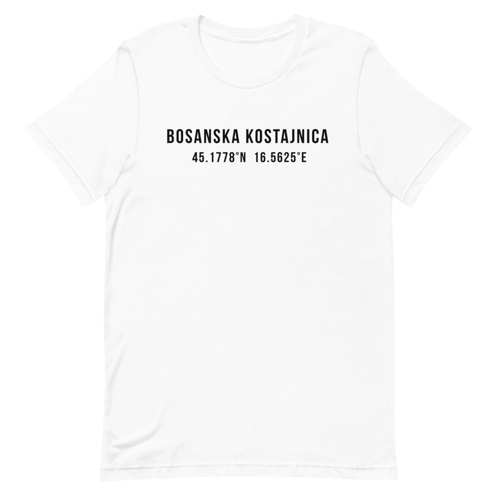 Bosanska Kostajnica Coordinates White T-Shirt