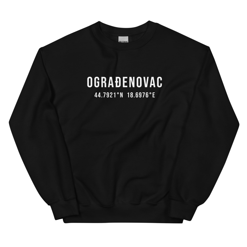 Ograđenovac Coordinates Sweatshirt (White Text)