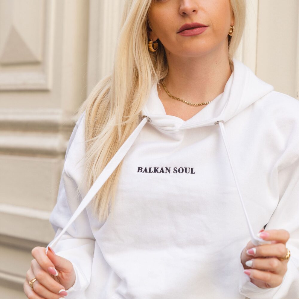 Balkan Soul Embroidered White Hoodie