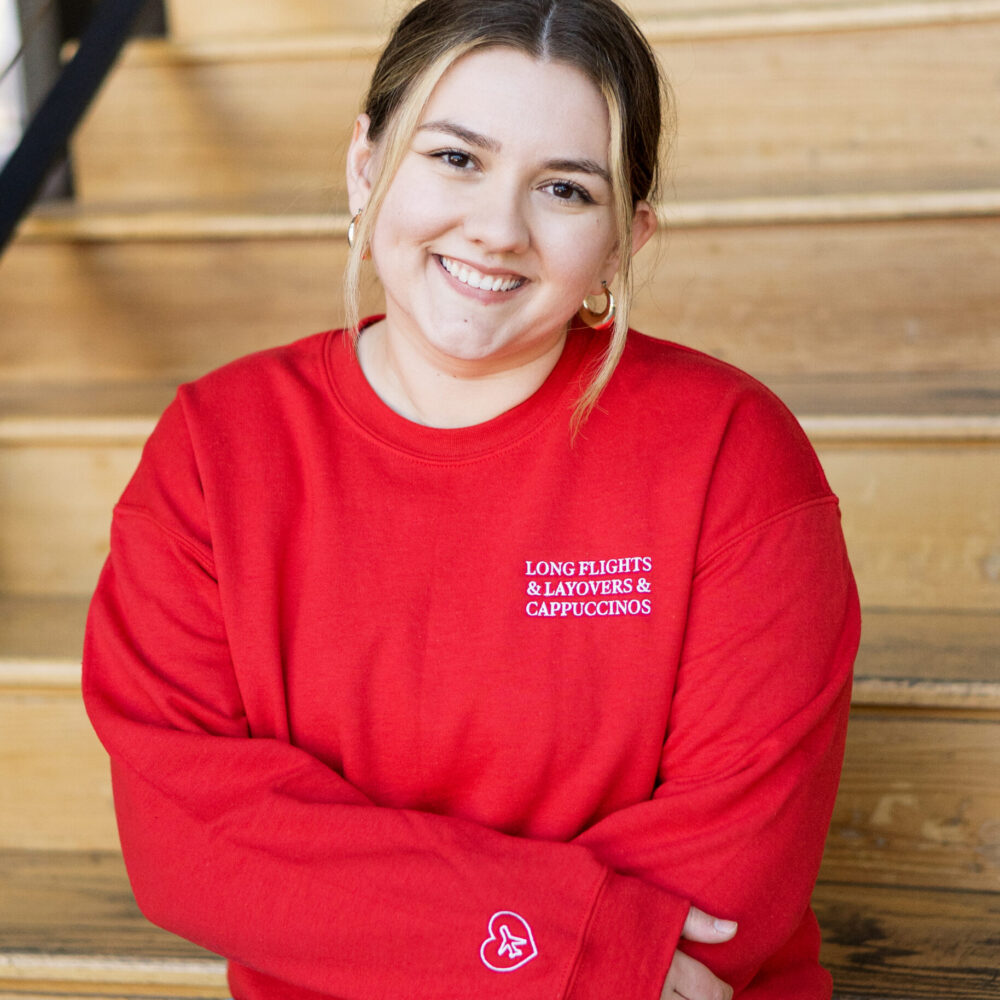 Long Flights & Layovers & Cappuccinos Embroidered Sweatshirt