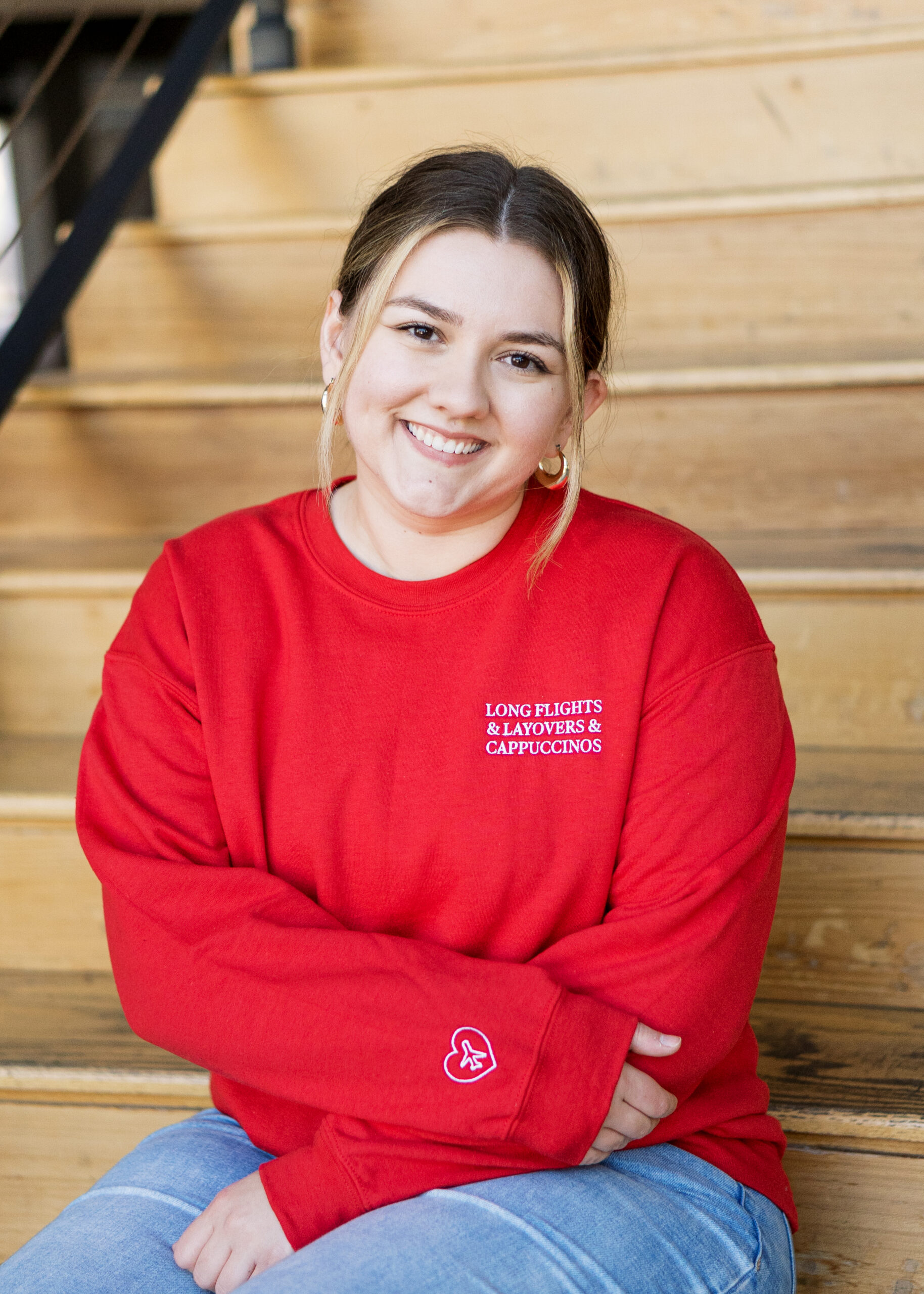 Long Flights Layovers Cappuccinos Embroidered Sweatshirt Balkan Bred long-flights-layovers-cappuccinos-embroidered-sweatshirt-balkan-bred