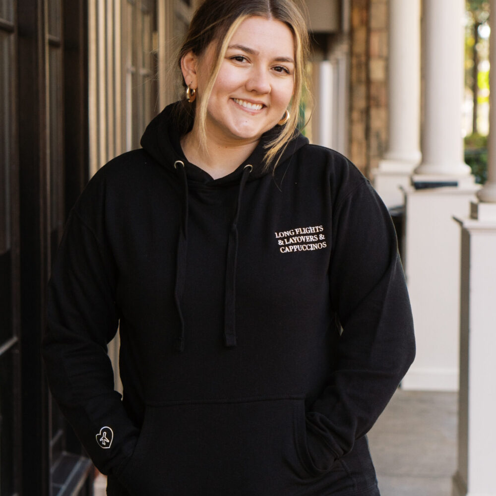 Long Flights & Layovers & Cappuccinos Embroidered Hoodie