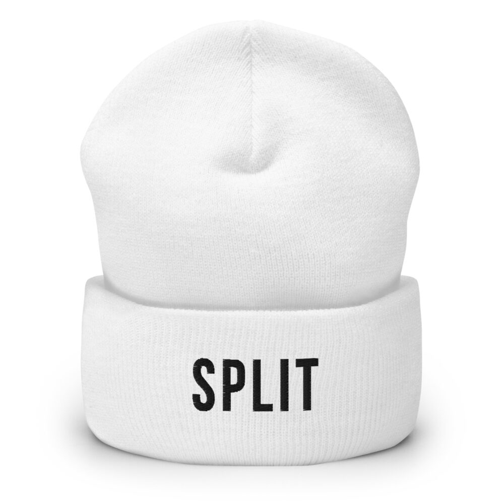 Split White Beanie