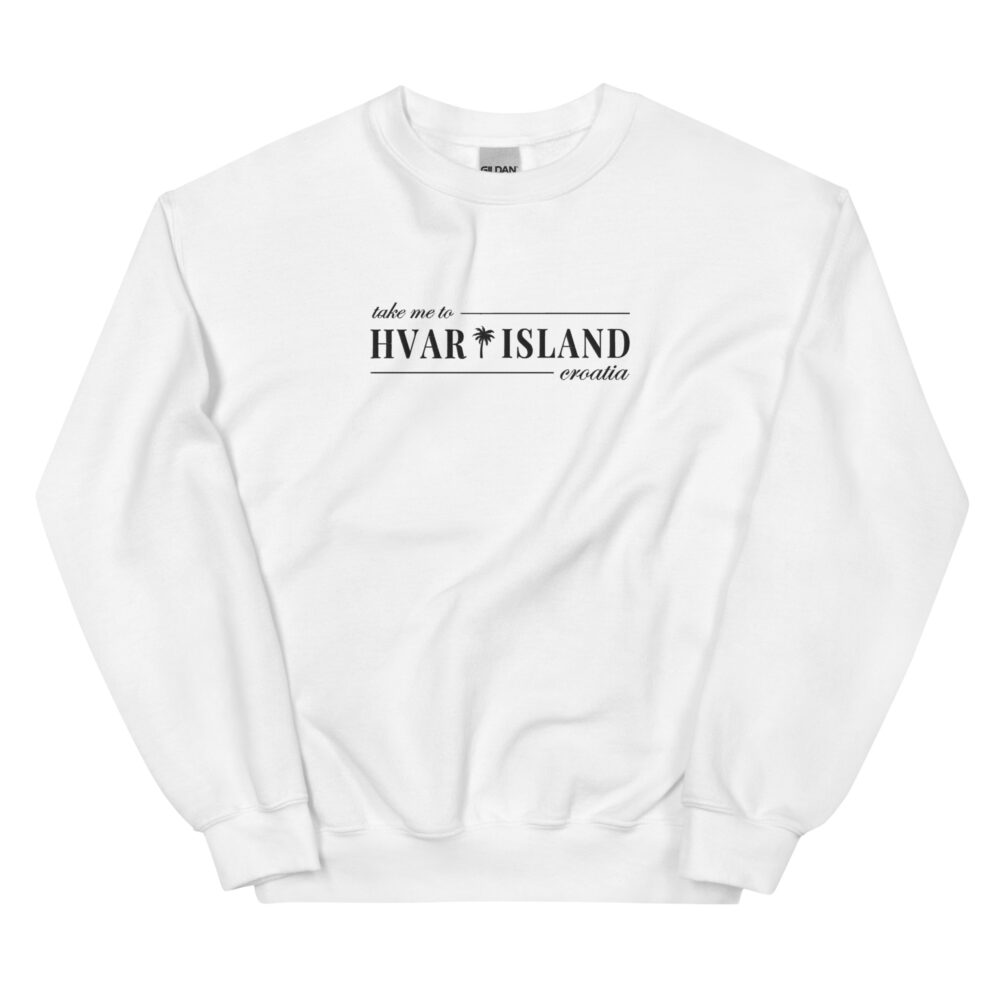 Take Me to Hvar Croatia Embroidered White Sweatshirt